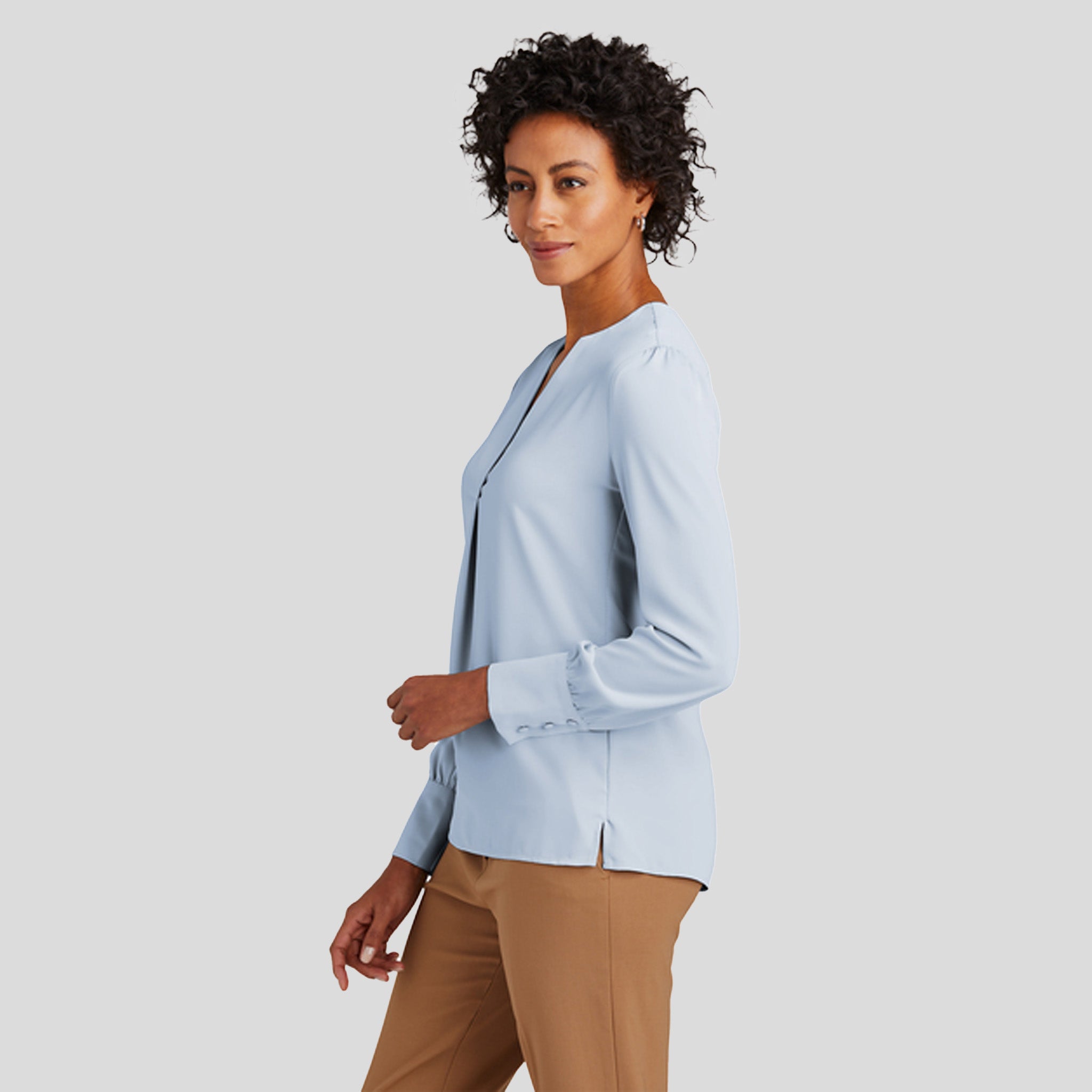 Womenβs Open-Neck Satin Blouse | Heritage Blue