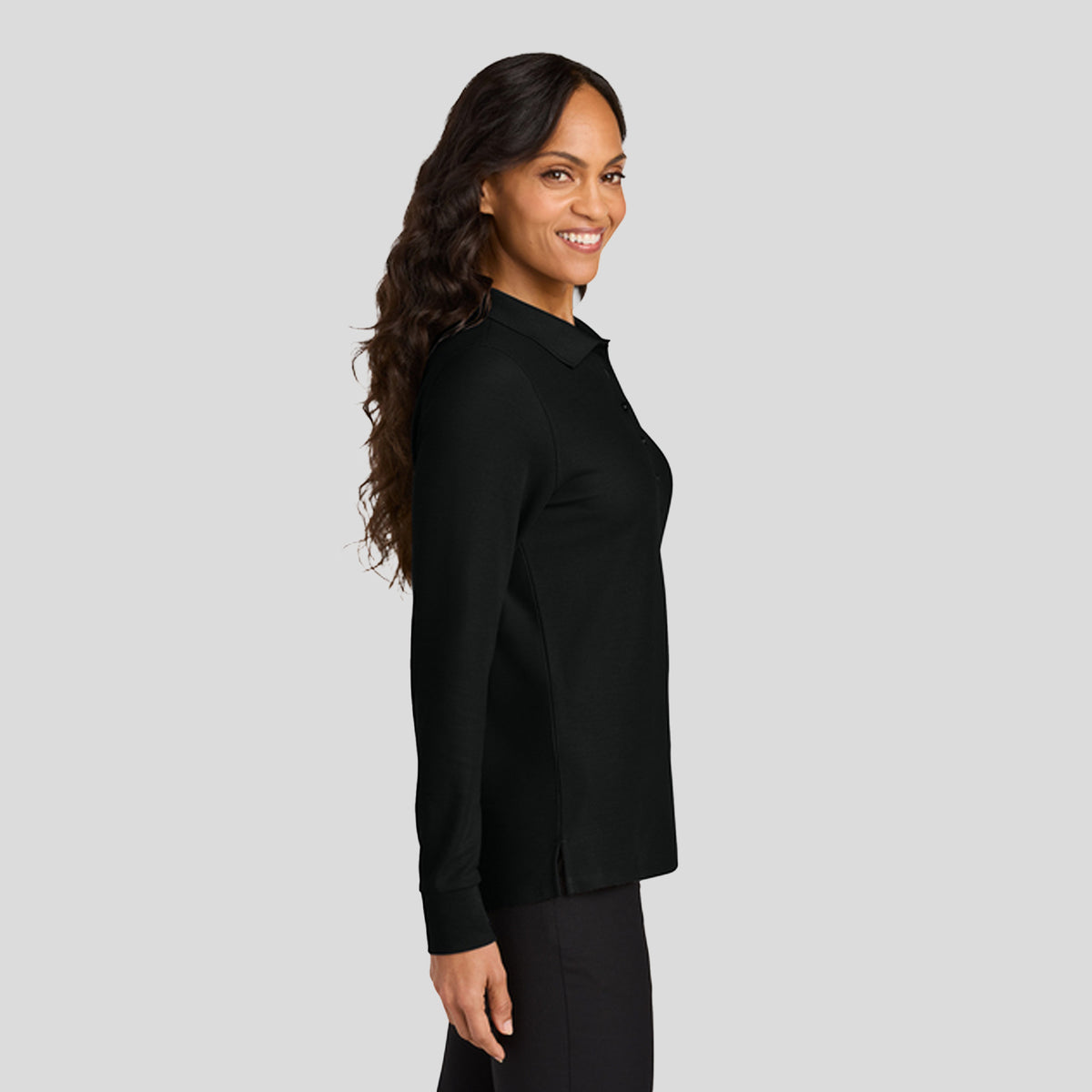 Womenβs Wearever Signature Pique Long Sleeve Polo | Deep Black