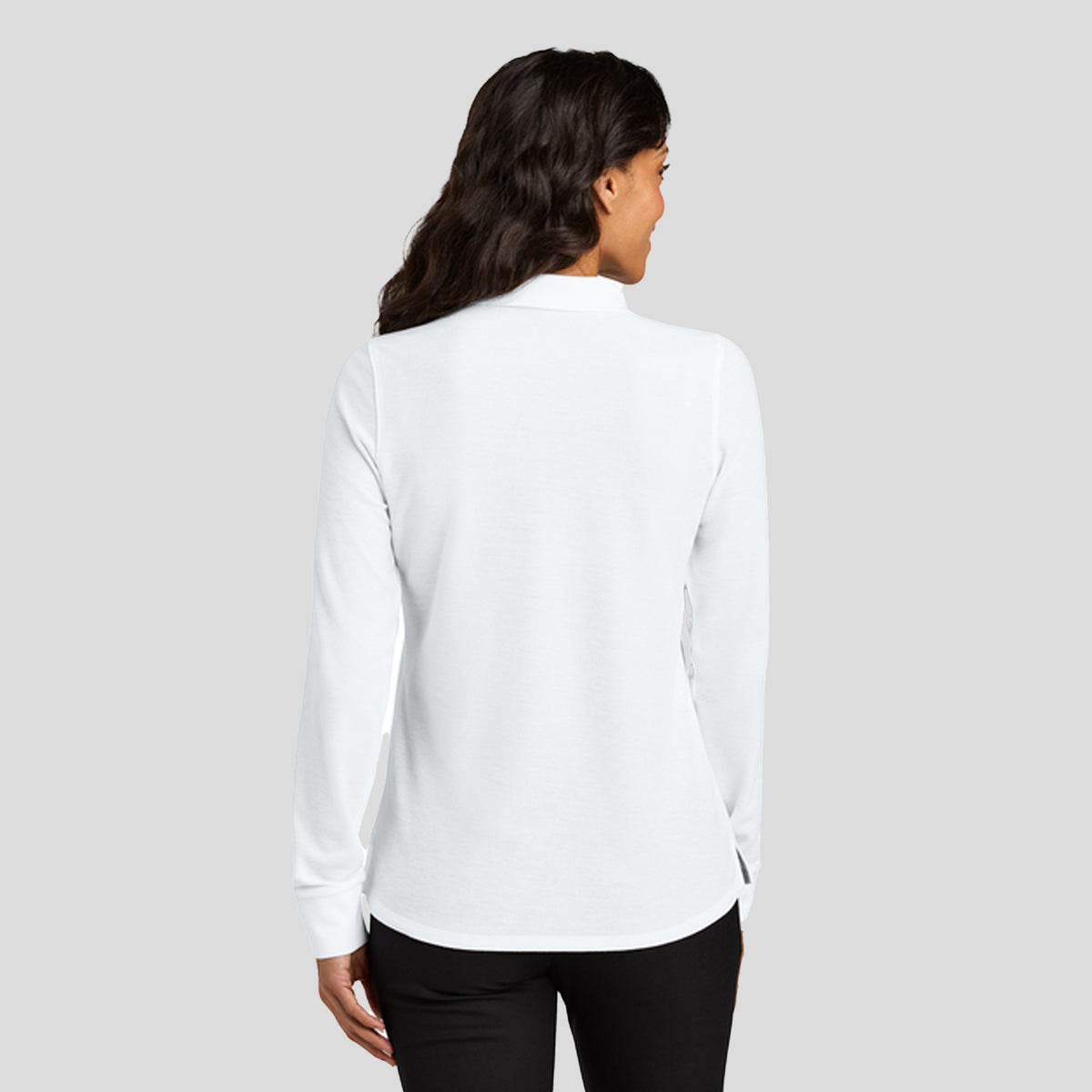 Womenβs Wearever Signature Pique Long Sleeve Polo | White
