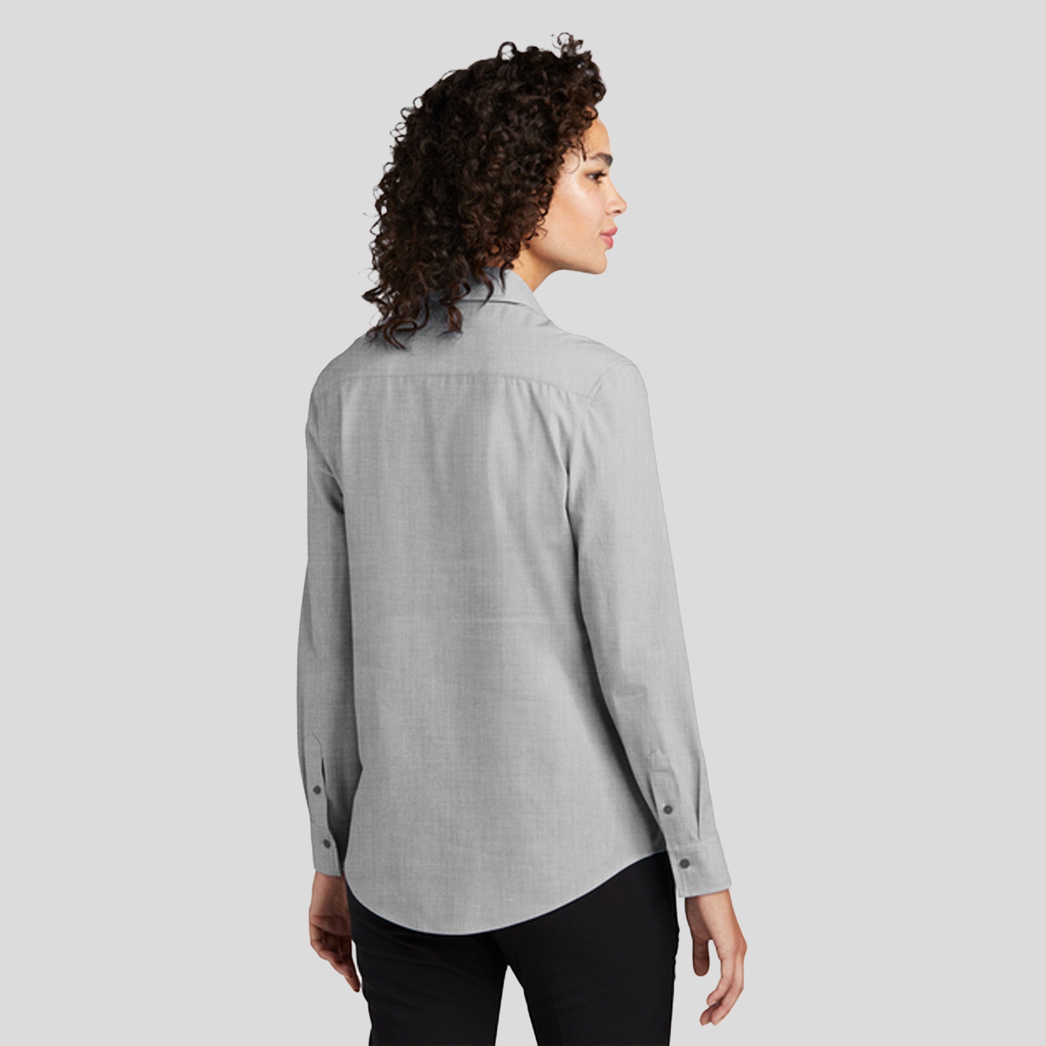 Womenβs Long Sleeve Stretch Woven Shirt | Gusty Grey End On End
